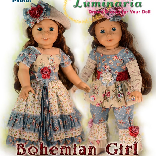 18 Inch Doll Clothes Pattern Fits 18" Dolls Such as American Girl Dress Bohemian Girl by Luminaria Designs