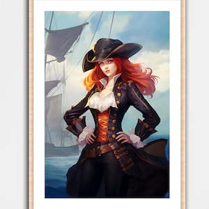 Miss Fortune Fan Art Print Wall Art Home Decor League of Legends Cartel Geek Nerd Gaming Gamer Regalo Concepto Arte Sala de Computadora Pirate Girl
