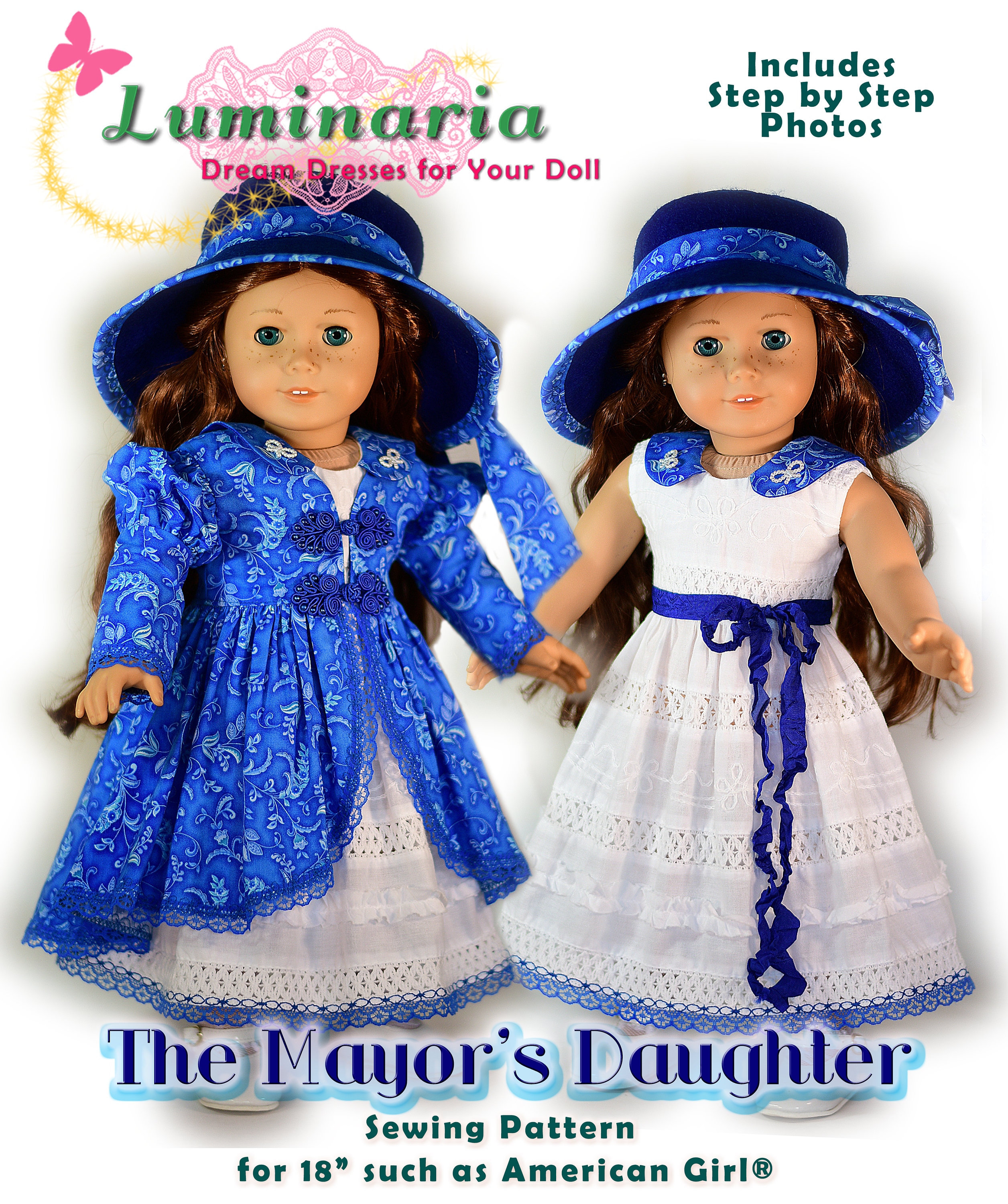 PDF Doll Clothes Dress Pattern Fits 18" Dolls Such as American Girl Tonner My Imagination Mayor's Daughter by Luminaria Designs