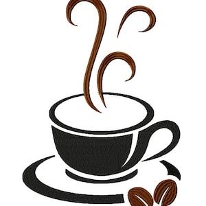 Coffee Cup Breakfast Embroidery Design File Machine Embroidery Pattern Digital Instant Download dst pes jef & More Bride