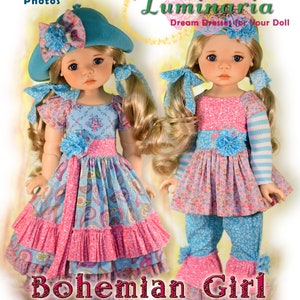PDF Doll Clothes Dress Pattern Fits 18&quot; My Meadow Saffi & Bailey Chubby MSD BJD Dolls Bohemian Girl by Luminaria