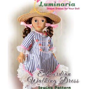 18 Inch Doll Clothes Pattern Edwardian Victorian Walking Dress Outfit Clothes by Luminaria image 1