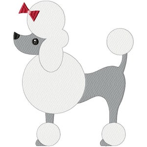 Poodle Dog Embroidery Design File .vip .vp3 .hus .pes .pec .jef .sew .xxx .csd .dst .exp .emd .10o .pcs .pcm and More. 3 Sizes
