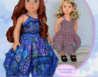 18 Inch Doll Clothes Dress PDF Sewing Pattern For 18" Dolls Fits American Girl Modern Trendy Sundress Luminaria Designs Summer Spring