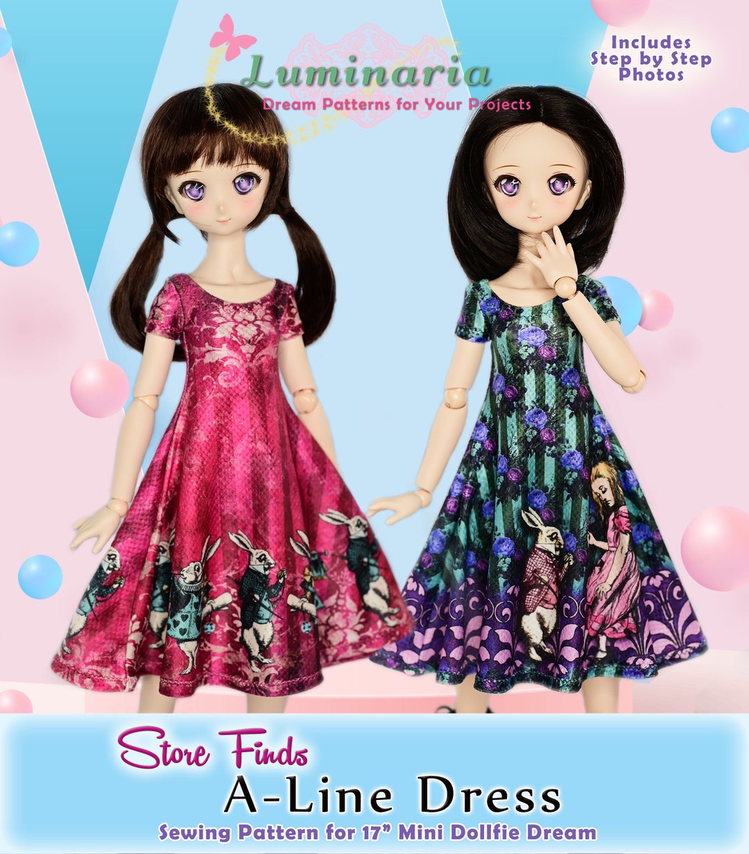 Mini Dollfie Dream Doll Clothes PDF BJD Pattern 17 1/4 MSD Volks Dress