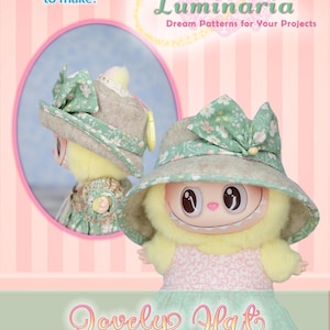 Labubu Doll Clothes Hat PDF Sewing Pattern For 6.7&quot; The Monsters Luminaria Design Christmas Gift Gown Keychain Bag Charm Doll Pop Mart Dress