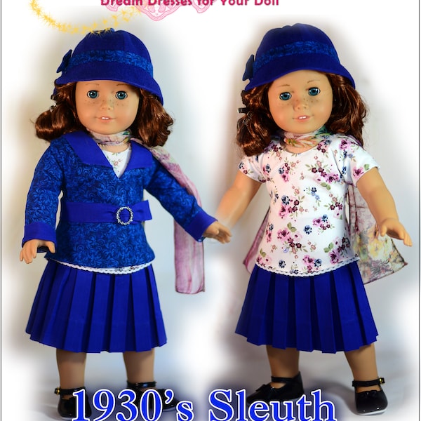 PDF Doll Dress Clothes Pattern Fits 18" Dolls Such as American Girl 1930' Sleuth Nancy Drew Outfit by Luminaria Designs