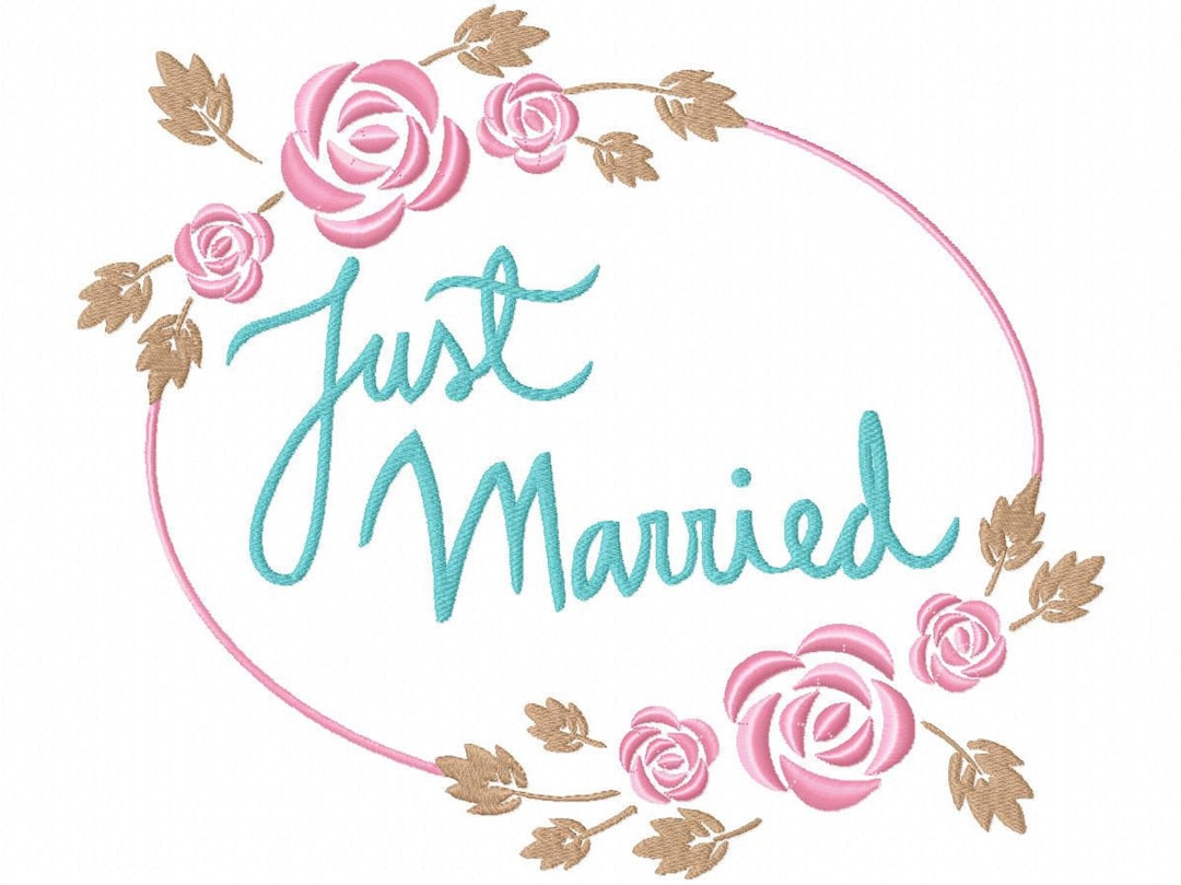Just Married Wedding Embroidery Design File Machine Embroidery Pattern ...