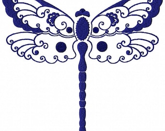 Dragonfly Embroidery Design File .vip .vp3 .hus .pes .pec .jef .sew .xxx .csd .dst .exp .emd .10o .pcs .pcm and More. 3 Sizes