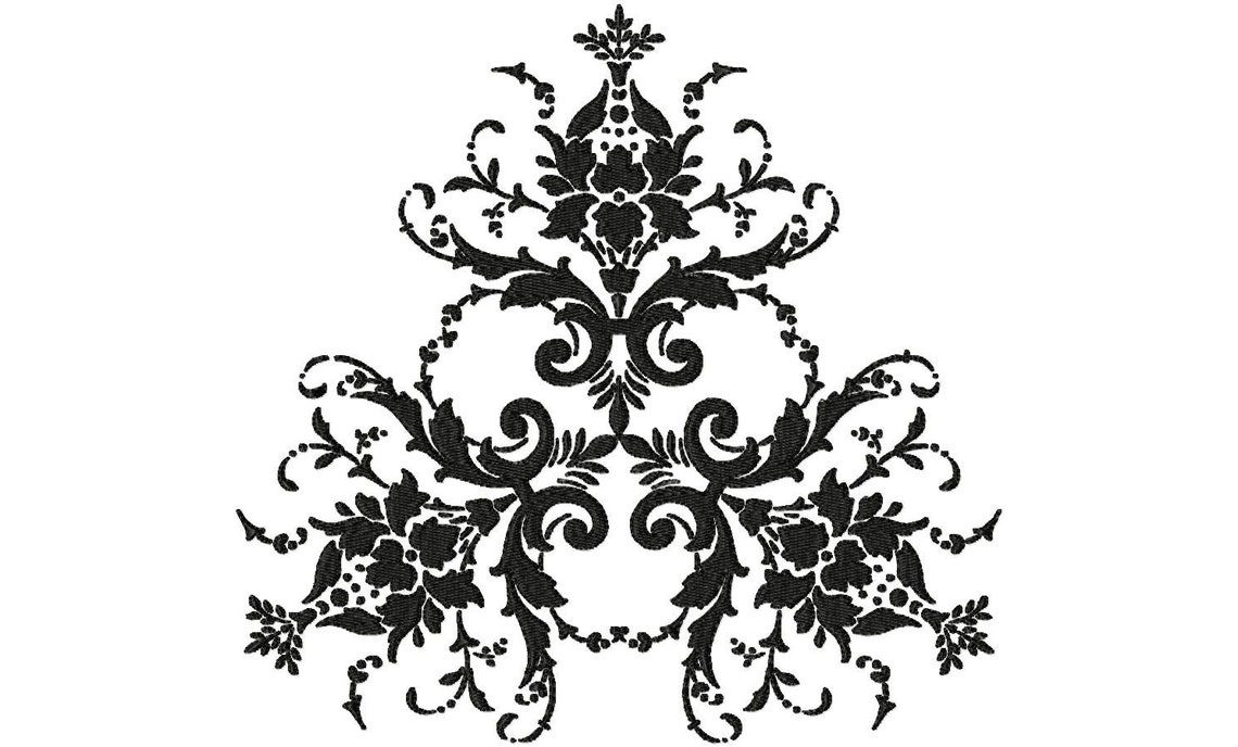 Victorian Damask Floral Embroidery Design File Pattern .vip Etsy