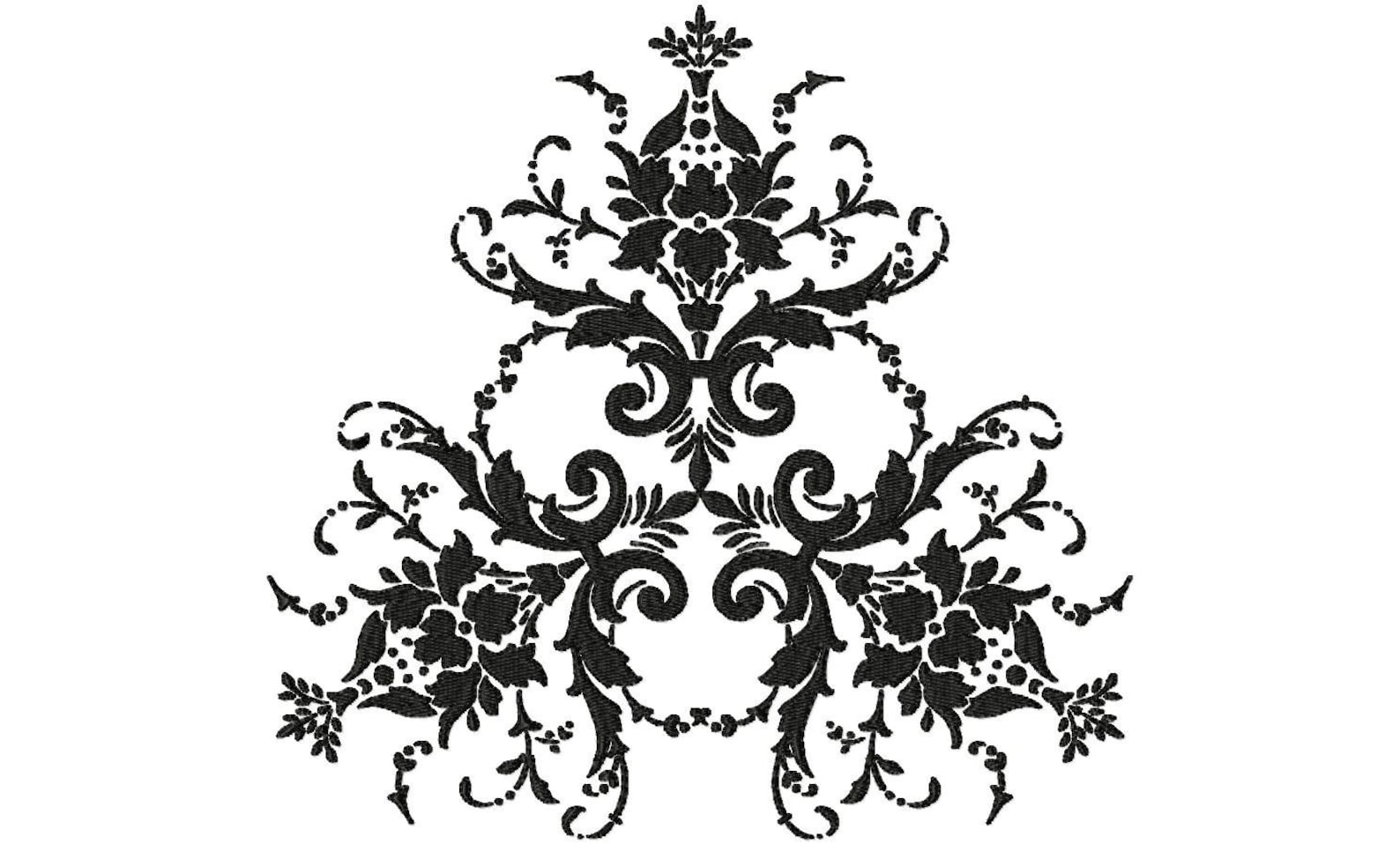 Victorian Damask Floral Embroidery Design File Pattern .vip Etsy