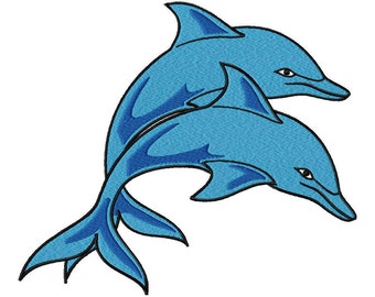 2 Dolphins Embroidery Design File .vip .vp3 .hus .pes .pec .jef .sew .xxx .csd .dst .exp .emd .10o .pcs and More Machine Embroidery