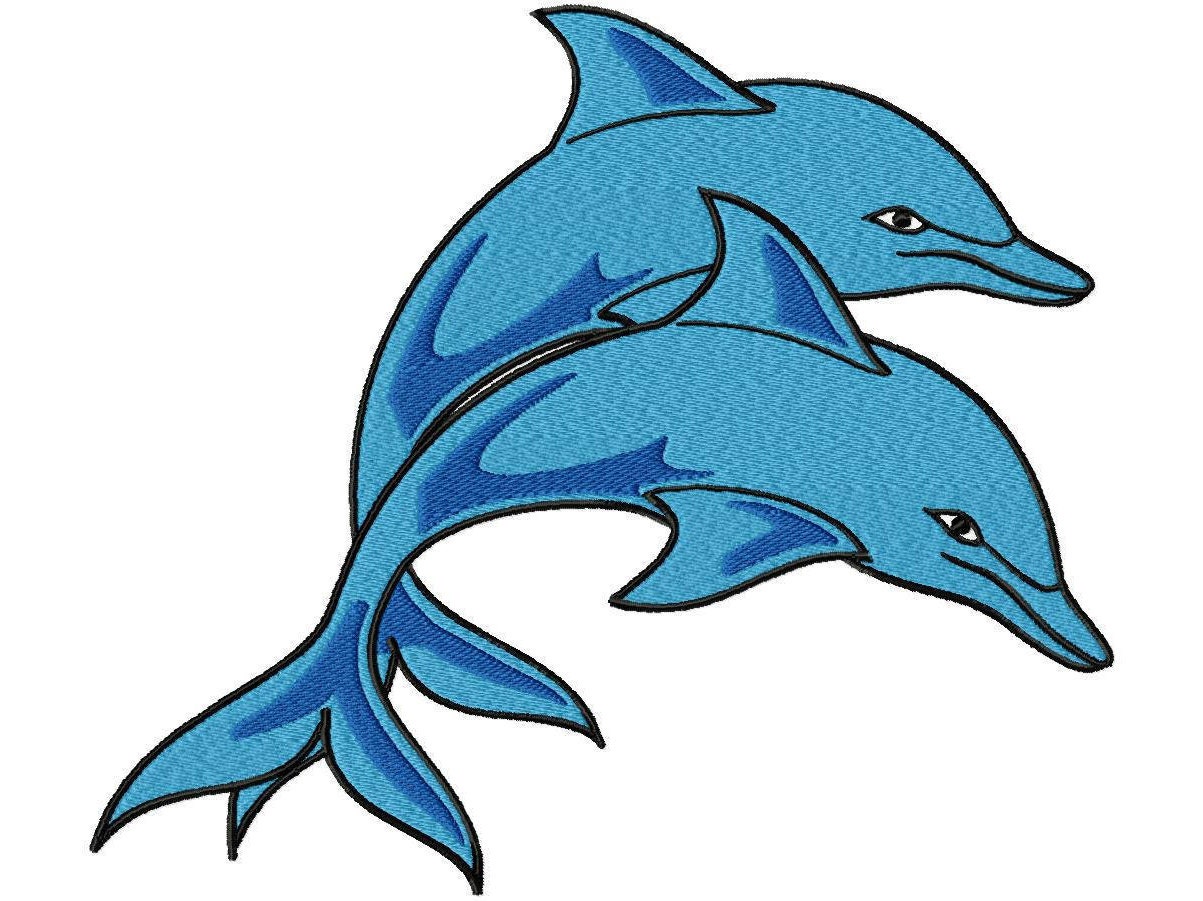 2 Dolphins Embroidery Design File .vip .vp3 .hus .pes .pec - Etsy Israel