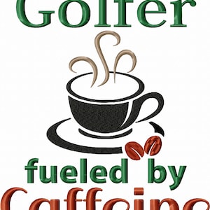Golfeur golfeur tasse à café masque T-Shirt motif de broderie fichier motif de broderie Machine à télécharger dst pes jef et plus torchon de cuisine