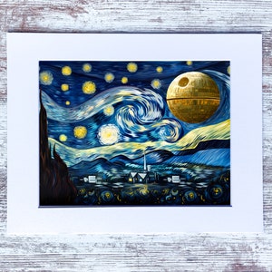Printable Wall Ar Death Starry Night Fan Art Print Home Decor Poster Geek Nerd Computer Gaming Room Van Gogh Darth Vader Room Star Gift Wars