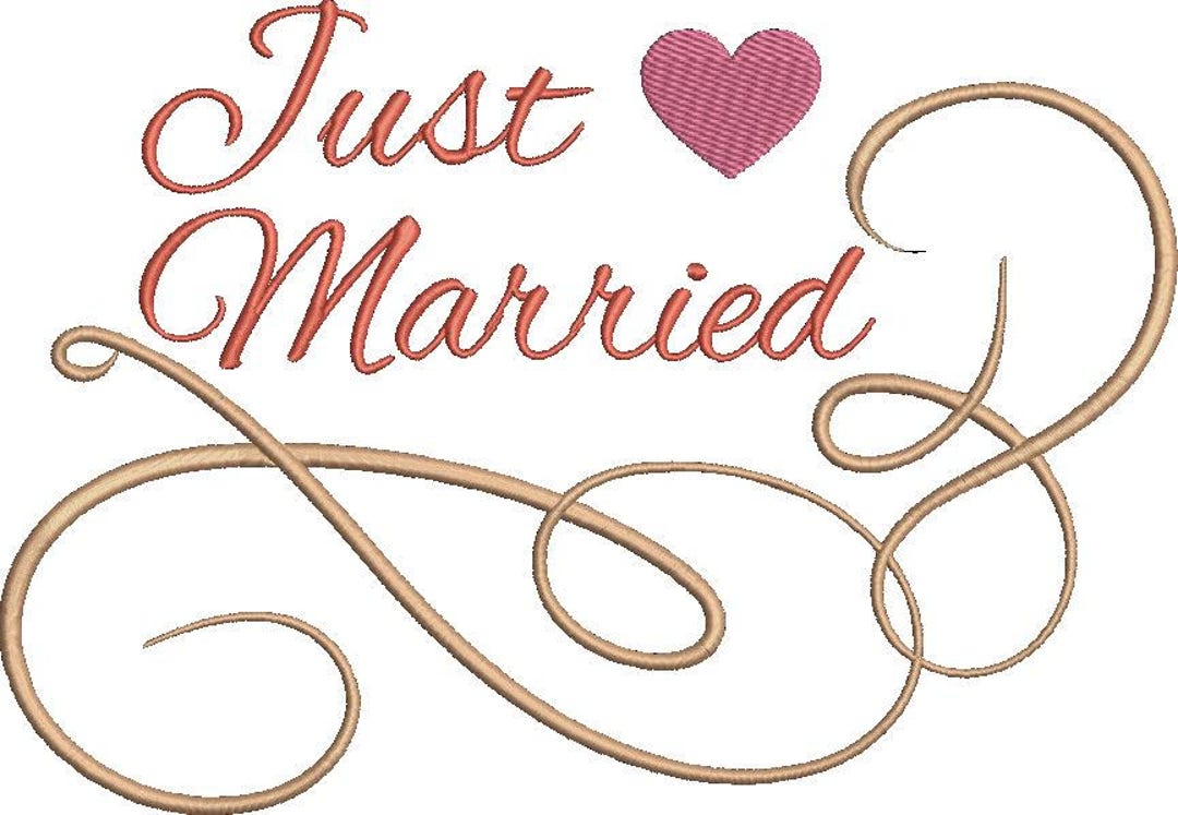Just Married Embroidery Design File Machine Embroidery Pattern Wedding ...