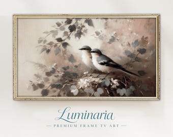 Moody Fall Autumn Frame TV Art 4K Birds Floral Neutral Modern Textured Impasto Digital Instant Download Light Academia