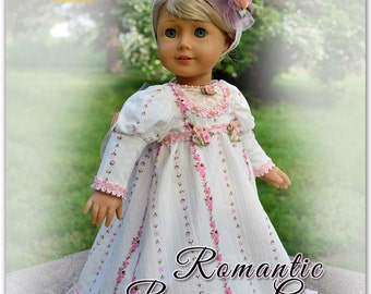 PDF Doll Clothes Dress Pattern Fits 18&quot; American Girl Caroline Regency Jane Austen Early 1800&#39;s Gown by Luminaria