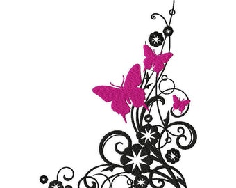 Floral Corner Embroidery Design File .vip .vp3 .hus .pes .pec .jef .sew .xxx .csd .dst .exp .emd .10o .pcs .pcm and More. 3 Sizes