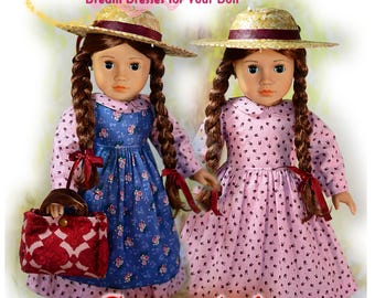 18 Inch Doll Clothes Pattern Fits 18" Dolls Anne of Green Gables Dress by Luminaria Designs Little House Pioneer