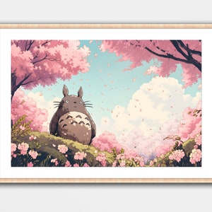 Fan Art Inspired by My Neighbor Anime Studio Ghibli Print Wall Art Home Decor Poster Geek Nerd Gaming Gamer Gift Computer Room Wood