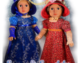 18 Inch Doll Clothes Dress PDF Sewing Pattern Jane Austen Regency by Luminaria