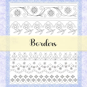 Antique Hand Embroidery Patterns - PDF Set of 50 Borders - Printable Stick and Stitch
