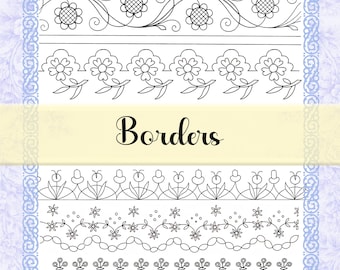 Antique Hand Embroidery Patterns - PDF Set of 50 Borders - Printable Stick and Stitch