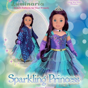 Vestito per vestiti per bambole da 18 pollici PDF Modello di cucito per bambole da 18 pollici Adatto per ragazza americana Vestito da fata Confetto Luminaria Disegni Gala di Natale