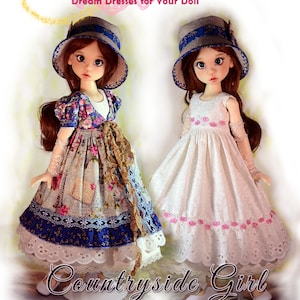 PDF Doll Clothes Dress Pattern Fits 18" MSD Kaye Wiggs Liz Frost Dollstown 1/4 BJD Dolls Countryside Girl by Luminaria Designs