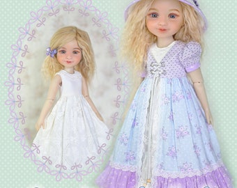Molde para roupa de boneca de 14 polegadas (35,5 cm) - Modelo Fashion Friends Vermelho Rubi - PDF - Menina do Campo - Download Instantâneo - Chapéu - Avental - da Luminaria Designs