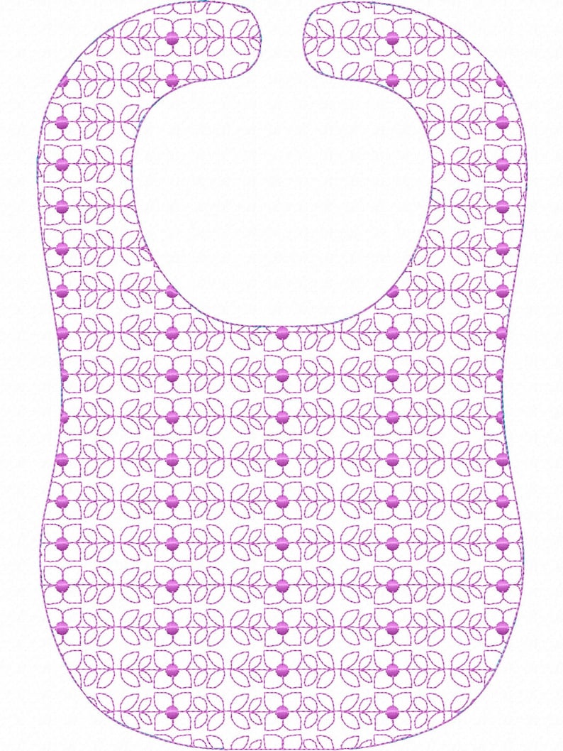 In the Hoop Baby Bib Floral Embroidery Design File Pattern 3 Etsy