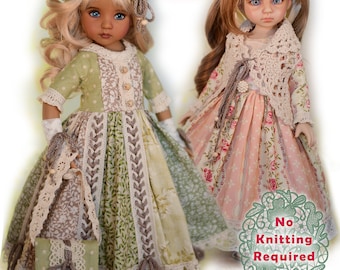 13インチのDianna Effner、My Meadow、Avery、Iplehouse KID、Paola Reinaのドレスに対応したLuminariaのリトルダーリンドール用洋服型紙をすぐにダウンロードできます。
