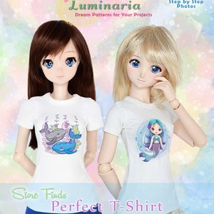Smart Puppenkleidung PDF BJD Schnittmuster T-Shirt 23.5&quot; 1/3 SD Kaye Wiggs Volks Dollfie Traumkleid Trendy Anime Kugelgelenk Luminaria