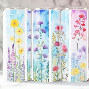 Caneca de sublimação para presente de mãe, aquarela, floral, boho, fina, pastel, 20 oz, modelo digital de design para primavera e verão PNG