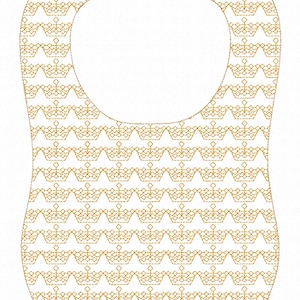 In the Hoop Baby Bib Princess Crowns Embroidery Design File Pattern 3 Sizes Also Includes Size for AG Baby Doll ITH Baby Nursery