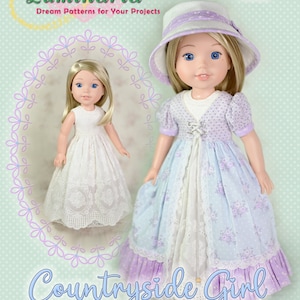 PDF Doll Clothes Dress Pattern Fits 14.5&quot; Dolls Such as American Girl Wellie Wishers & Hearts For Hearts Countryside Girl  Luminaria Designs