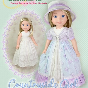 PDF Doll Clothes Dress Pattern Fits 14.5 Dolls Such as American Girl Wellie Wishers & Hearts For Hearts Countryside Girl Luminaria Designs image 1