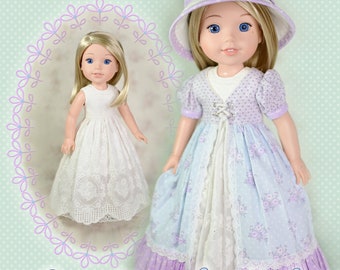 PDF Doll Clothes Dress Pattern Fits 14.5" Dolls Such as American Girl Wellie Wishers & Hearts For Hearts Countryside Girl  Luminaria Designs