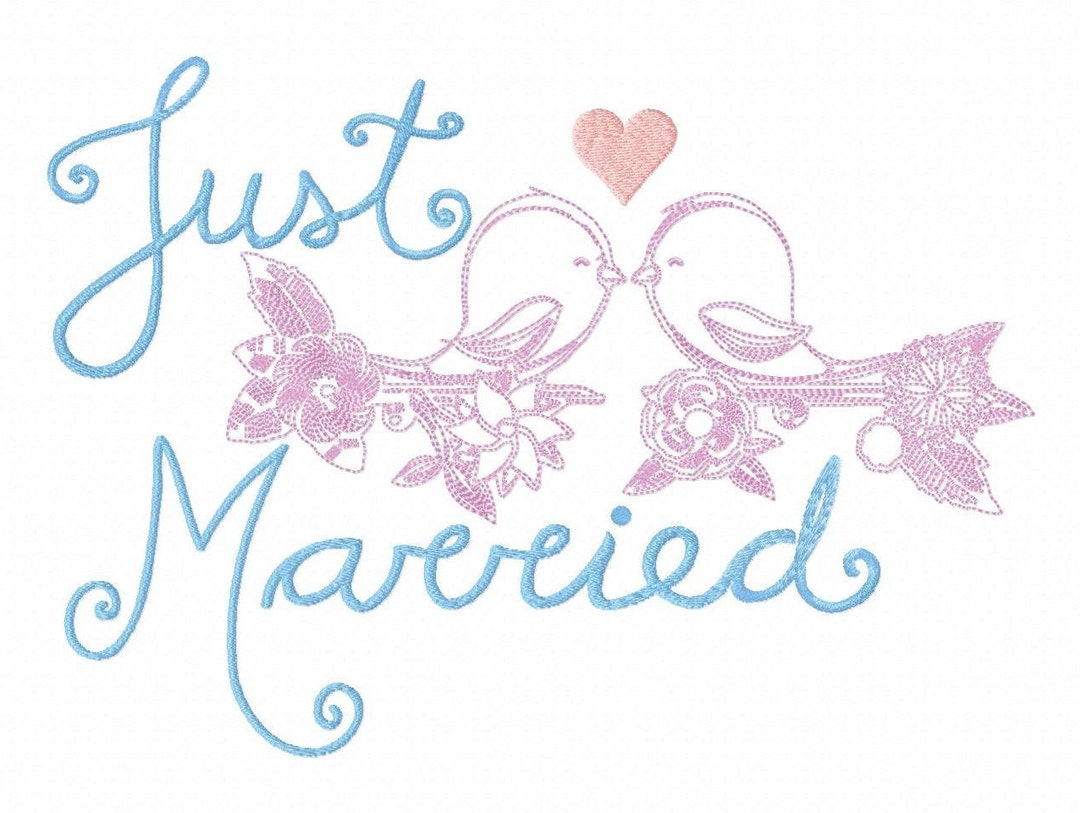 Just Married Wedding Embroidery Design File Machine Embroidery Pattern ...