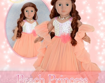 Patrón de costura en PDF para vestido de muñeca de 18 pulgadas, vestido de princesa de gala, Luminaria Designs, regalo de Navidad.