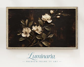 Moody Frame TV Art 4K Fall Autumn Vintage Neutral Florals Digital Instant Download Dark Academia