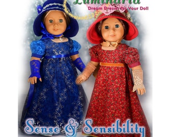 PDF Doll Clothes Dress Pattern Jane Austen Regency  Fits 18" Dolls Such as American Girl & Tonner My Imagination by Luminaria Designs