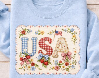 Semiquincentennial USA 250 Cottagecore PNG JPG 4th of July Patriotic Design Files for Commercial Use
