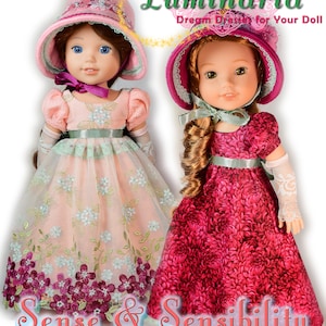 PDF Doll Clothes Dress Pattern fits 14&quot; Wellie Wishers Dolls American Girl Sense & Sensibility by Luminaria Designs Ruby Red Fashion Friends