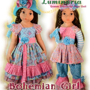 Puede incluir: Un patrón de costura para un vestido de muñeca Bohemian Girl. El patrón es para muñecas Gotz Happy Kidz & Hannah de 19,5 pulgadas. El patrón incluye fotos paso a paso.