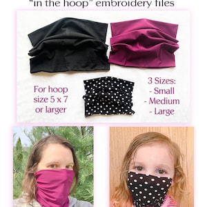 Gaiter Biker&#39;s Face Mask Pattern + In the Hoop Embroidery Design Files Cotton Fabric PDF Sewing Digital ITH Biker&#39;s Face Cover Kids Children
