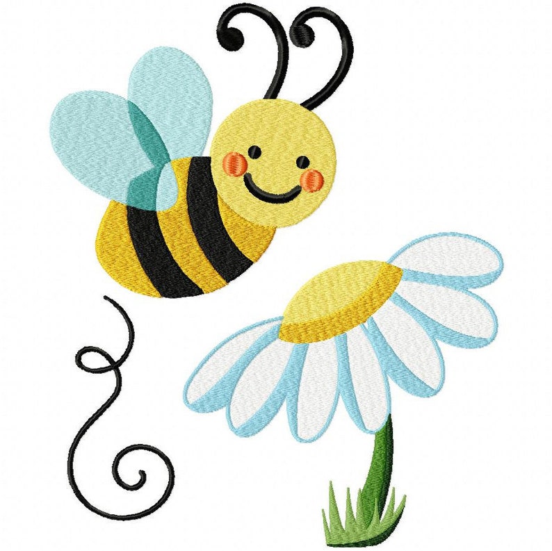 Bee and daisy embroidery design file vip vp3 hus pes pec  etsy Bee and daisy embroidery design file vip vp3 hus pes pec  etsy