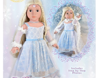 18 Inch Doll Clothes Dress PDF Sewing Pattern Holiday Nutcracker Snow Queen Sugar Plum Fairy Dress Luminaria Designs