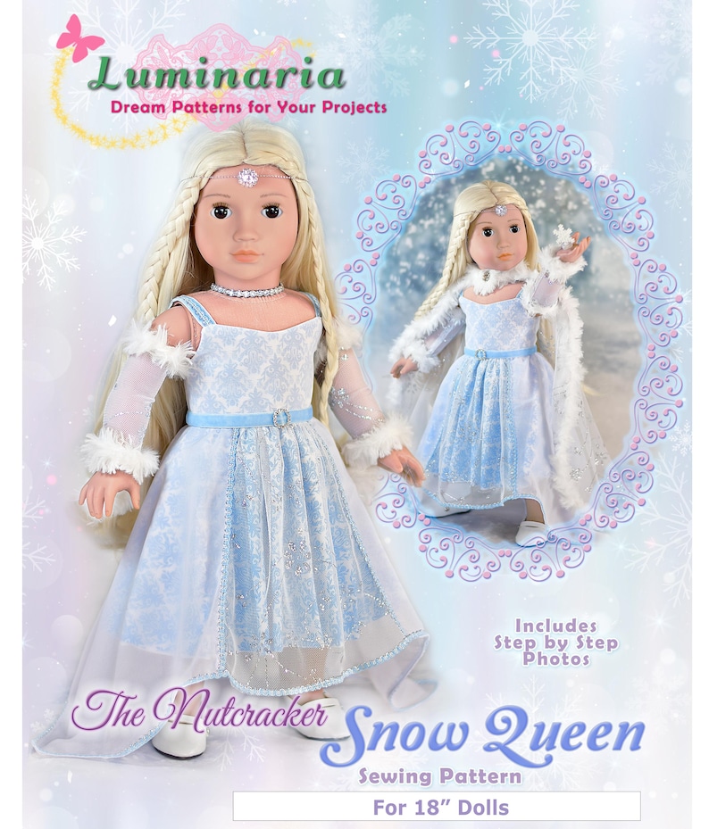 18 Inch Doll Clothes Dress PDF Sewing Pattern Holiday Nutcracker Snow Queen Sugar Plum Fairy Dress Luminaria Designs image 1